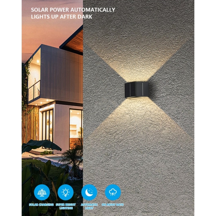 Brilagi - LED Solar wandlamp met sensor SOLAR CUBE LED/2W/3,2V 1300 mAh IP54