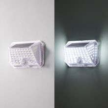 Brilagi - LED Solar wandlamp met sensor WALLIE LED/0,85W/3,7V 6500K IP65 zilver