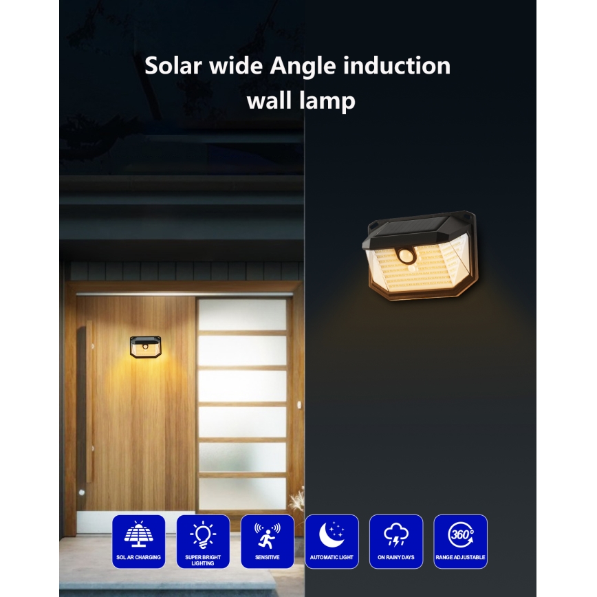 Brilagi - LED Solar wandlamp met sensor WALLIE LED/4W/5,5V 1200 mAh 3000K IP65
