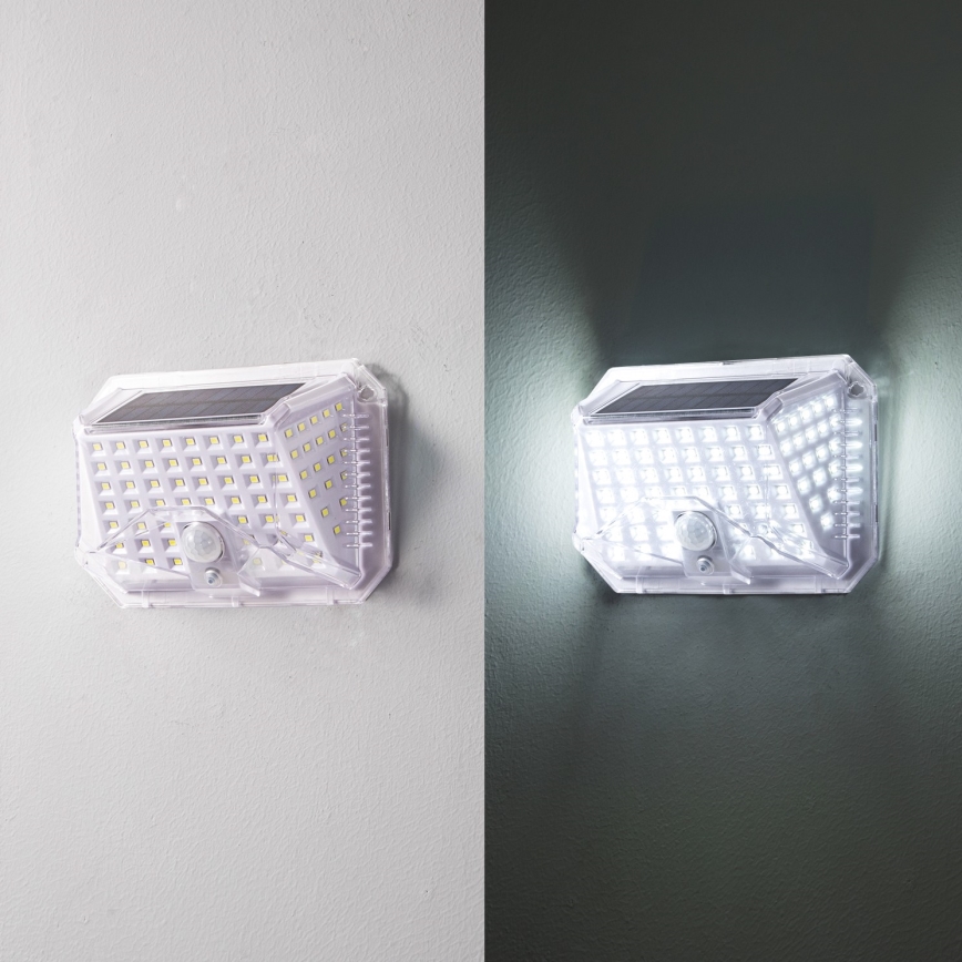 Brilagi - LED Solar wandlamp met sensor WALLIE LED/4W/5,5V 1200 mAh 6500K IP64 zilver