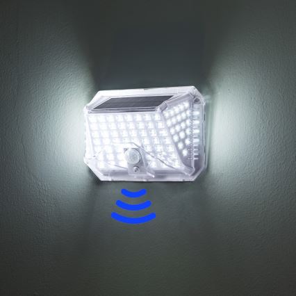Brilagi - LED Solar wandlamp met sensor WALLIE LED/4W/5,5V 1200 mAh 6500K IP64 zilver