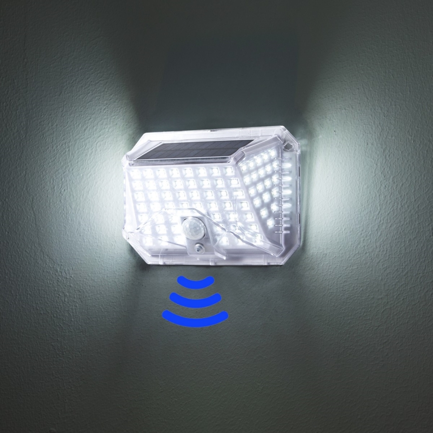 Brilagi - LED Solar wandlamp met sensor WALLIE LED/4W/5,5V 1200 mAh 6500K IP64 zilver