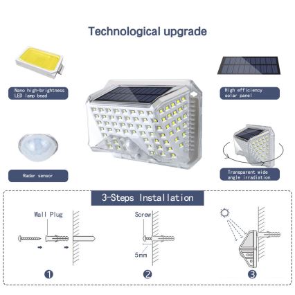 Brilagi - LED Solar wandlamp met sensor WALLIE LED/4W/5,5V 1200 mAh 6500K IP64 zilver