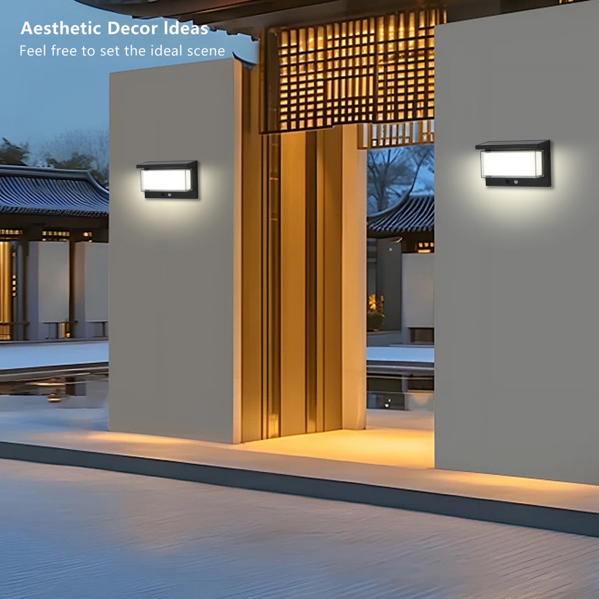 Brilagi - LED Solar wandlamp met sensor ZON LUME LED/10W/3,7V 4000 mAh IP44