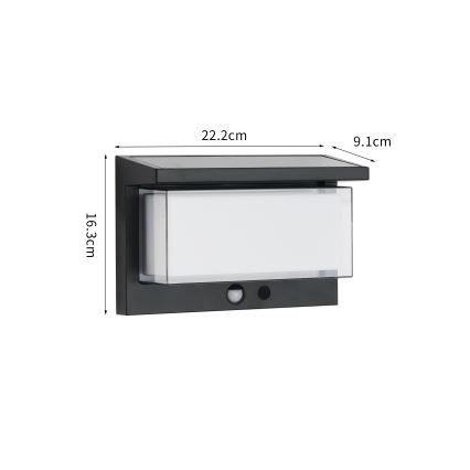 Brilagi - LED Solar wandlamp met sensor ZON LUME LED/10W/3,7V 4000 mAh IP44