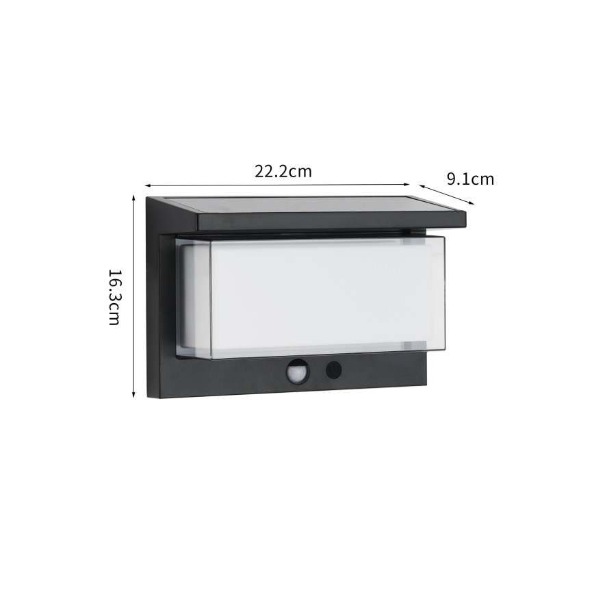 Brilagi - LED Solar wandlamp met sensor ZON LUME LED/10W/3,7V 4000 mAh IP44
