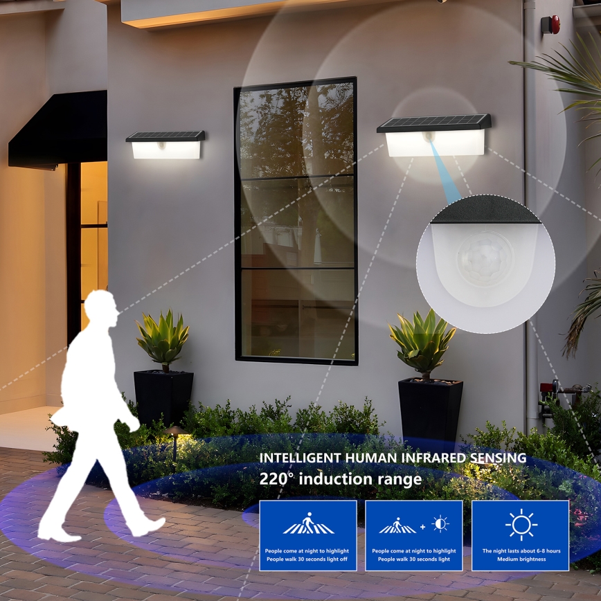 Brilagi - LED Solar wandlamp met sensor ZON RAY LED/6W/3,7V 2200 mAh IP44
