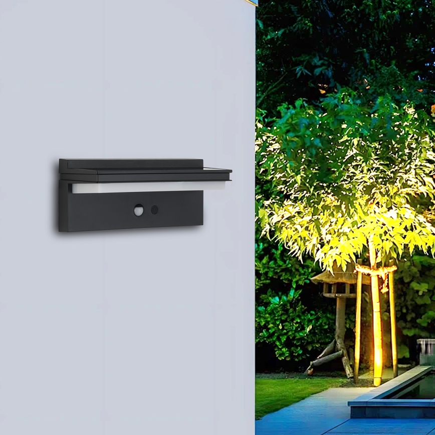 Brilagi - LED Solar wandlamp met sensor ZON SENSE LED/10W/3,7V 4000 mAh IP44