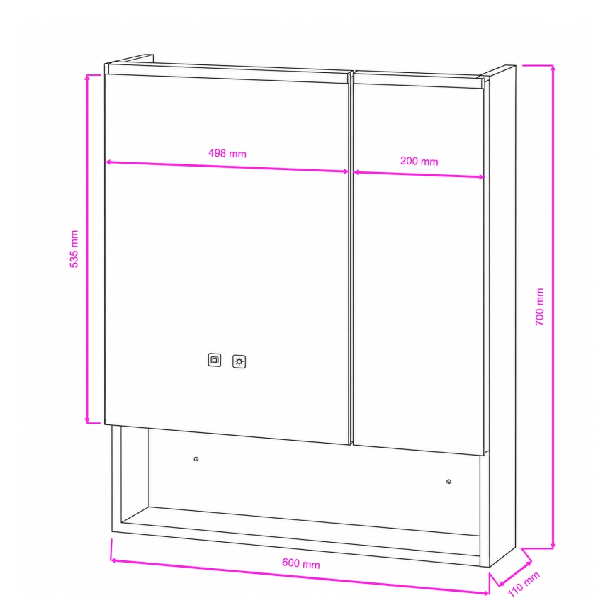 BRILAGI - LED-spiegelkast met achtergrondverlichting voor de badkamer TRABIA DOUBLE 60x70 cm