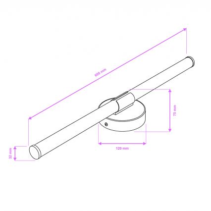 Brilagi - LED badkamerspiegelverlichting LARA LED/10W/230V 60 cm IP44 zwart