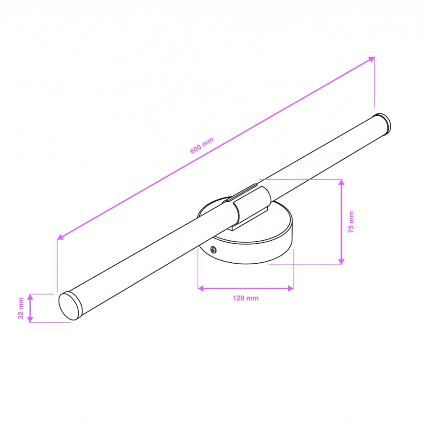 Brilagi - LED badkamerspiegelverlichting LARA LED/10W/230V 60 cm IP44 zwart