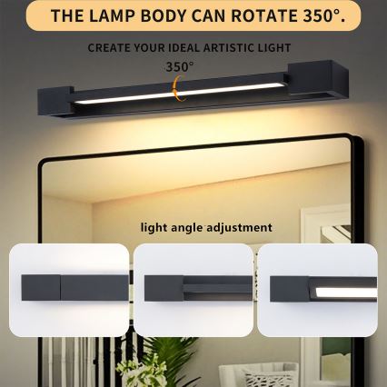 Brilagi - LED-spiegelverlichting voor de badkamer AQUA LINE LED/12W/230V 45 cm IP44 zwart CRI 90