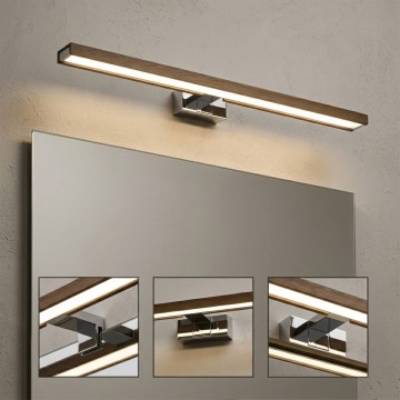 BRILAGI - LED-spiegelverlichting voor de badkamer WOODY MIRROR 3v1 LED/15W/230V 80 cm IP44 glanzend chroom/eik walnoot