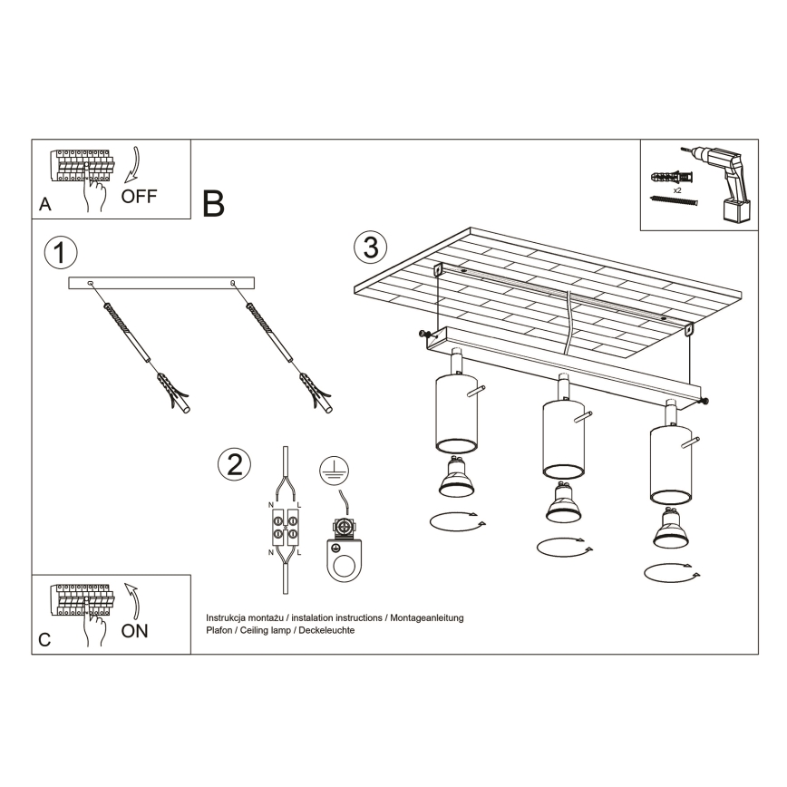 Brilagi -  LED spot ASMUS 3xGU10/7W/230V zwart