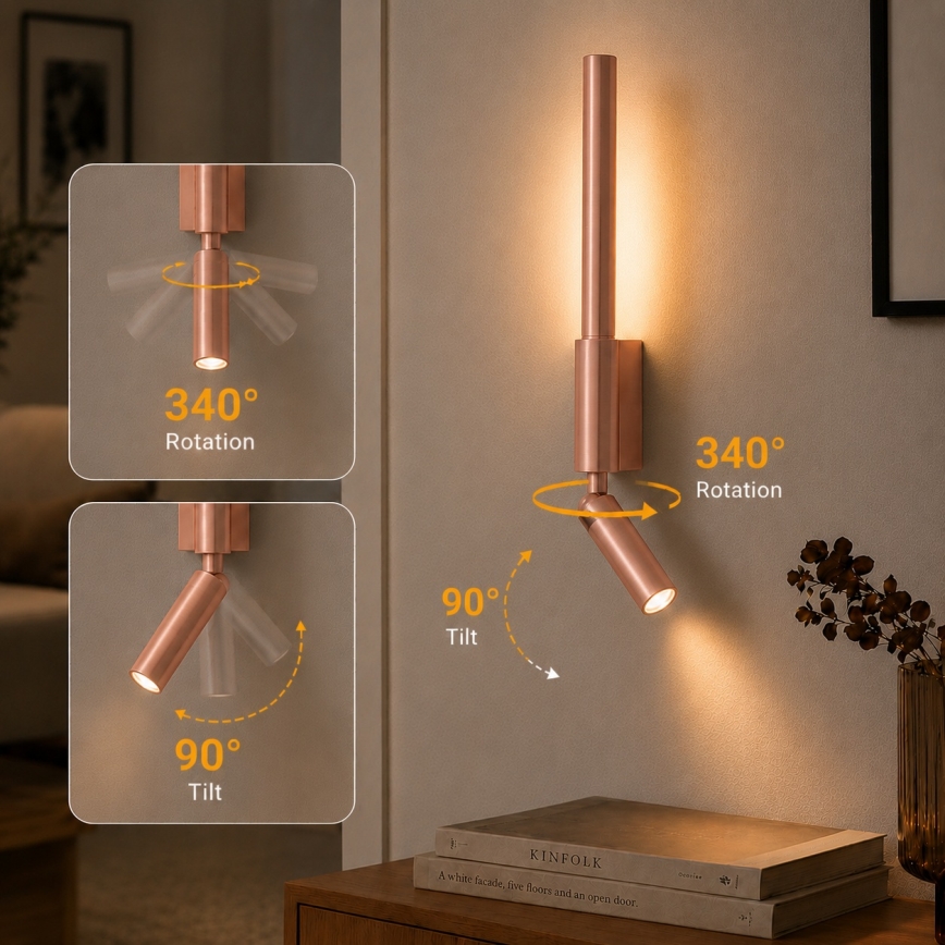 BRILAGI - Applique spot LED VIXON LED/3W/230V + LED/5W bronze IRC 90
