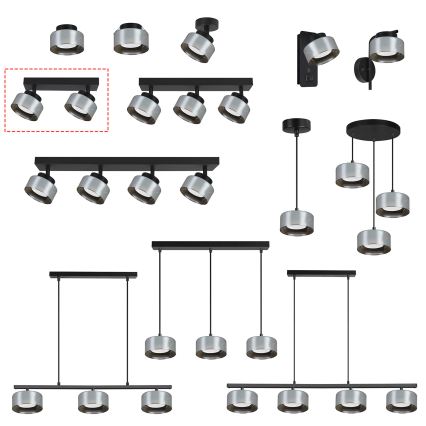 Brilagi - LED Spotarmatuur AURA LUX 2xGX53/30W/230V zwart/rookglas