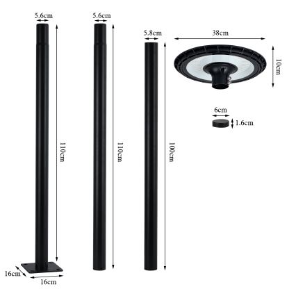 Brilagi - LED Straatlantaarn URBANSPARK LED/60W/230V zwart IP65