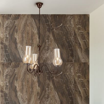 Brilagi - LED Suspension chaîne COTTAGE 3xE14/40W/230V marron