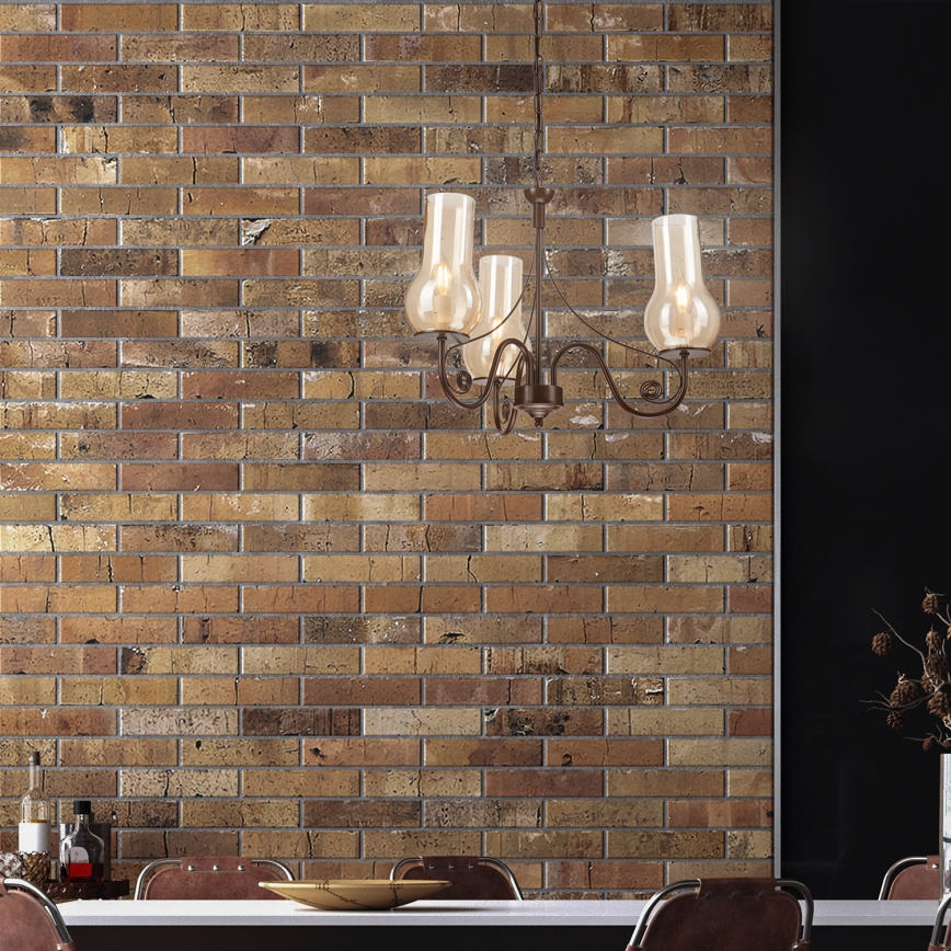 Brilagi - LED Suspension chaîne COTTAGE 3xE14/40W/230V marron