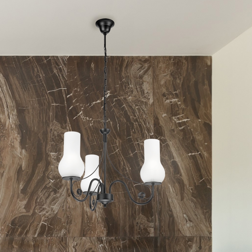 Brilagi - LED Suspension chaîne COTTAGE 3xE14/40W/230V noir/blanc