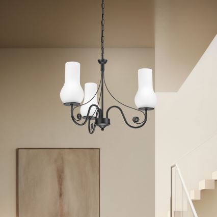 Brilagi - LED Suspension chaîne COTTAGE 3xE14/40W/230V noir/blanc