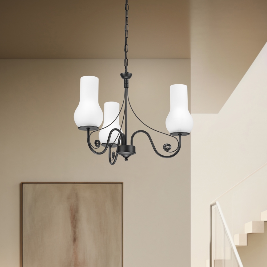 Brilagi - LED Suspension chaîne COTTAGE 3xE14/40W/230V noir/blanc
