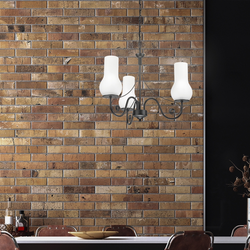 Brilagi - LED Suspension chaîne COTTAGE 3xE14/40W/230V noir/blanc