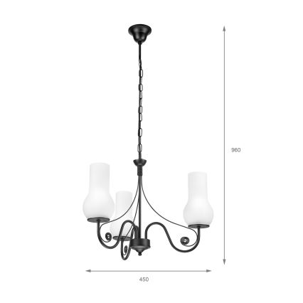 Brilagi - LED Suspension chaîne COTTAGE 3xE14/40W/230V noir/blanc