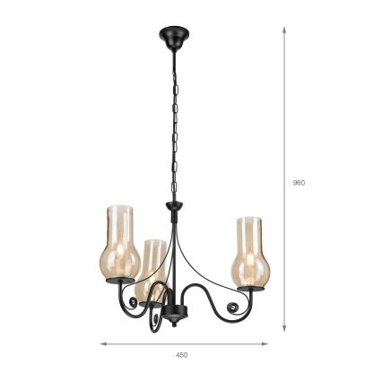 Brilagi - LED Suspension chaîne COTTAGE 3xE14/40W/230V noir/marron