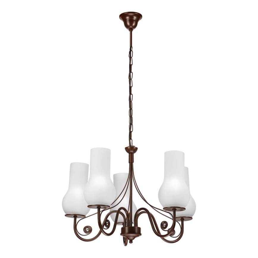 Brilagi - LED Suspension chaîne COTTAGE 5xE14/40W/230V marron/blanc