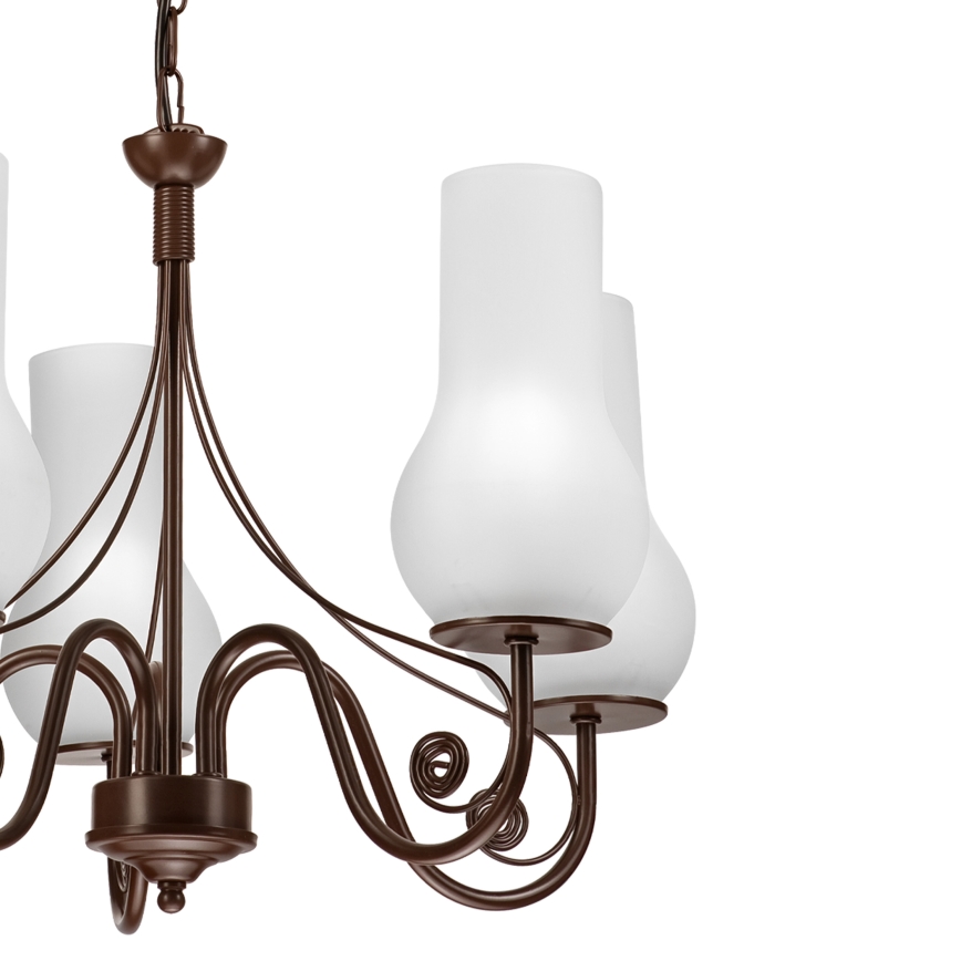 Brilagi - LED Suspension chaîne COTTAGE 5xE14/40W/230V marron/blanc