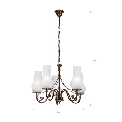 Brilagi - LED Suspension chaîne COTTAGE 5xE14/40W/230V marron/blanc