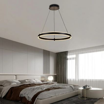 Brilagi - Suspension LED dimmable sur câble CIRCLE LED/85W/230V 3000-6500K Ø 60 cm, noire + télécommande
