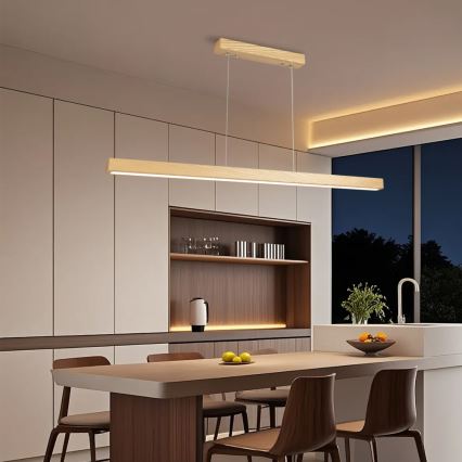Brilagi - Suspension LED dimmable sur câble OAK SMART LED/30W/230V Wi-Fi Tuya chêne + télécommande