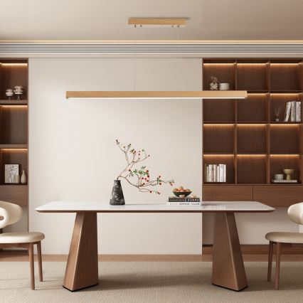 Brilagi - Suspension LED dimmable sur câble OAK SMART LED/30W/230V Wi-Fi Tuya chêne + télécommande