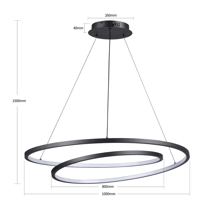 Brilagi - Suspension LED dimmable sur câble TWISTER LED/105W/230V 3000-6000K Ø 100 cm noire + télécommande