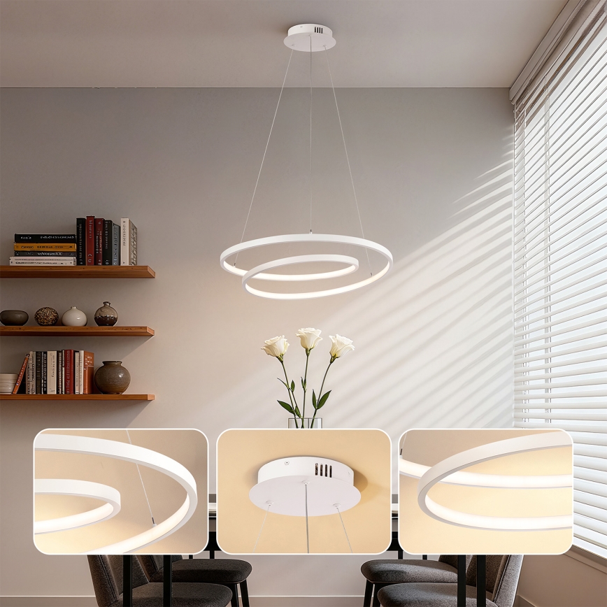 Brilagi - Suspension LED dimmable sur câble TWISTER LED/48W/230V 3000-6000K Ø 50 cm blanc + télécommande