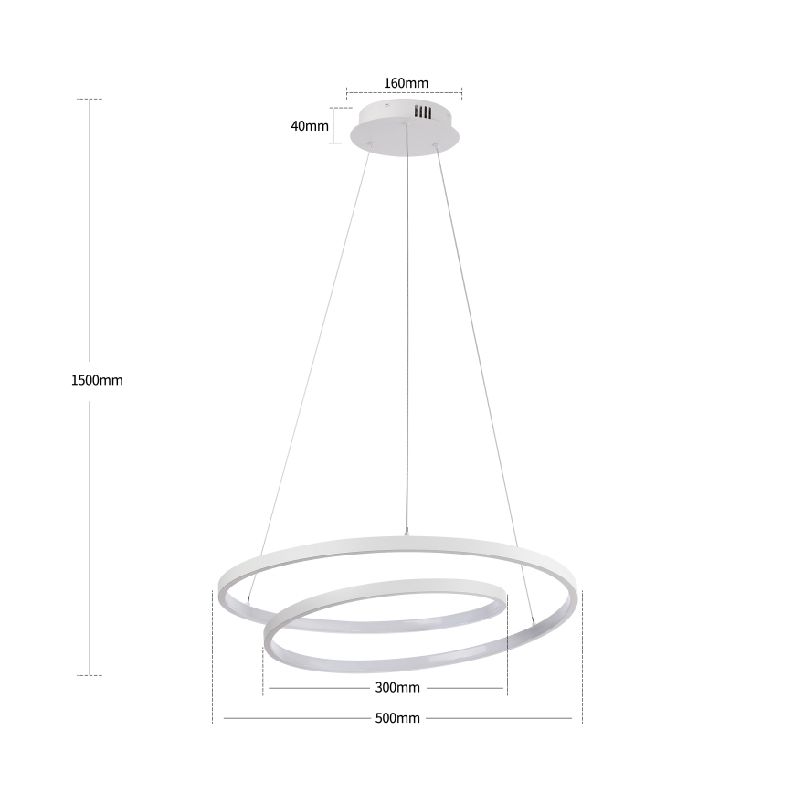 Brilagi - Suspension LED dimmable sur câble TWISTER LED/48W/230V 3000-6000K Ø 50 cm blanc + télécommande