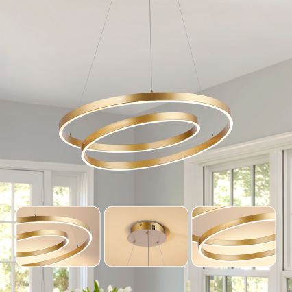 Brilagi - Suspension LED dimmable sur câble TWISTER LED/48W/230V 3000-6000K Ø 50 cm dorée + télécommande