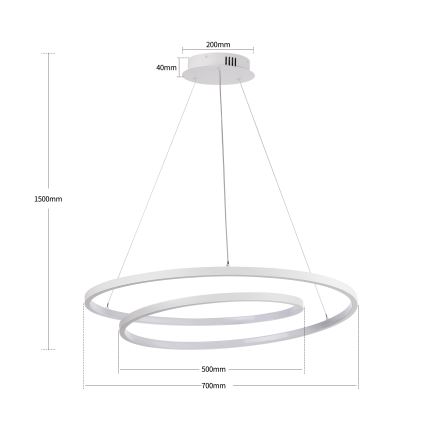 Brilagi - Suspension LED dimmable sur câble TWISTER LED/75W/230V 3000-6000K Ø 70 cm blanc + télécommande