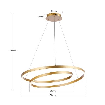 Brilagi - Suspension LED dimmable sur câble TWISTER LED/75W/230V 3000-6000K Ø 70 cm dorée + télécommande