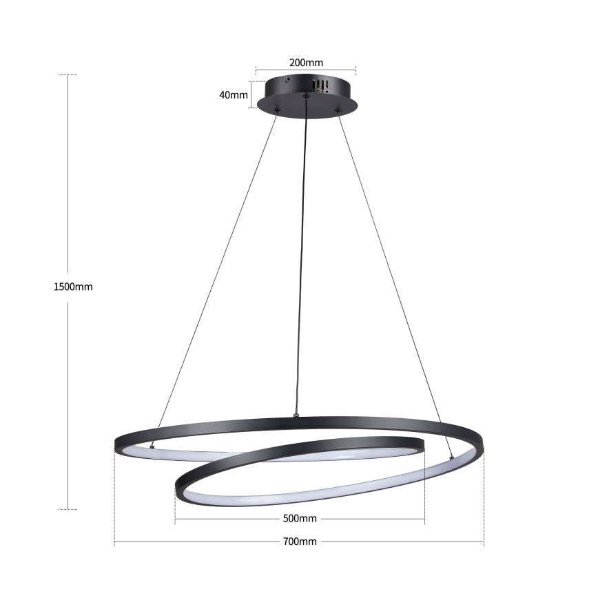 Brilagi - Suspension LED dimmable sur câble TWISTER LED/75W/230V 3000-6000K Ø 70 cm noire + télécommande