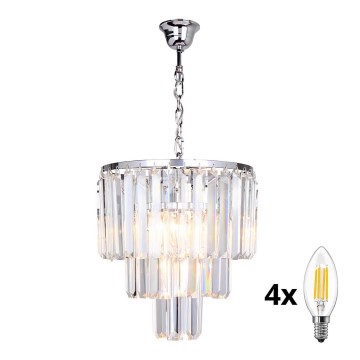 Brilagi - LED Suspension filaire en cristal MOZART 4xE14/40W/230V chrome brillant