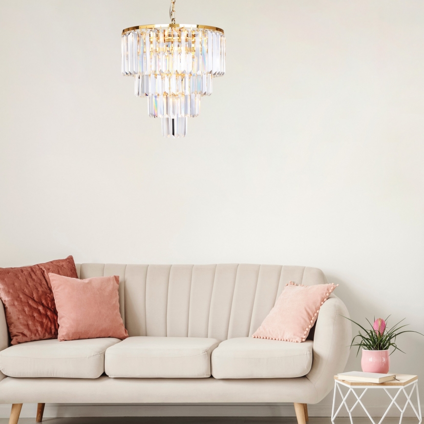 Brilagi - LED Suspension filaire en cristal MOZART 5xE14/40W/230V doré