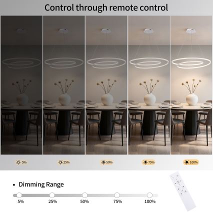 Brilagi - Suspension LED dimmable sur câble TWISTER LED/105W/230V 3000-6000K Ø 100 cm blanc + télécommande