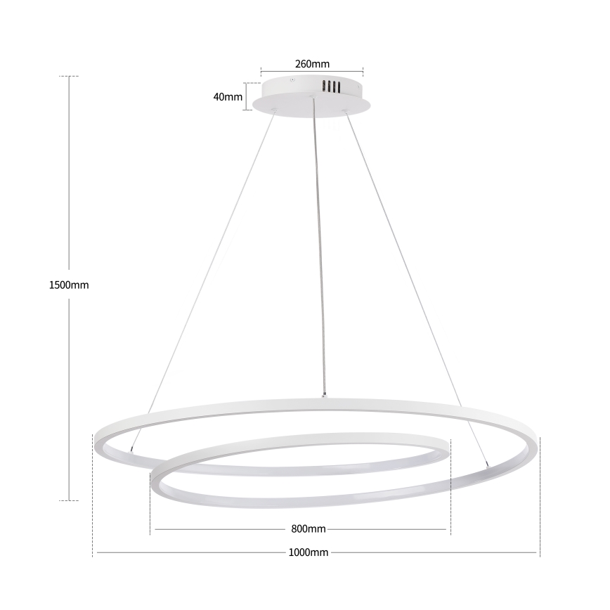 Brilagi - Suspension LED dimmable sur câble TWISTER LED/105W/230V 3000-6000K Ø 100 cm blanc + télécommande