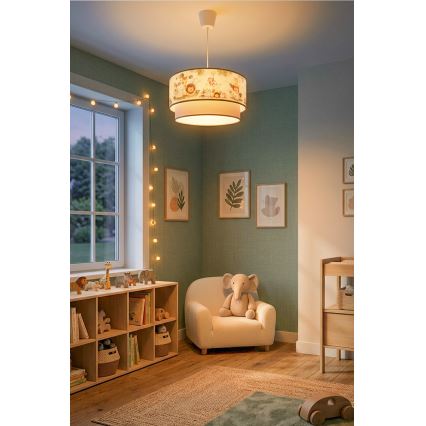 BRILAGI - Suspension LED pour enfants sur câble BOBO 1xE27/60W/230V Ø 40 cm crème/vert/jungle