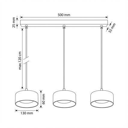 Brilagi - LED Suspension sur câble AURA LUX 3xGX53/30W/230V noir/fumé