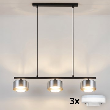 Brilagi - LED Suspension sur câble AURA LUX 3xGX53/30W/230V noir/fumé