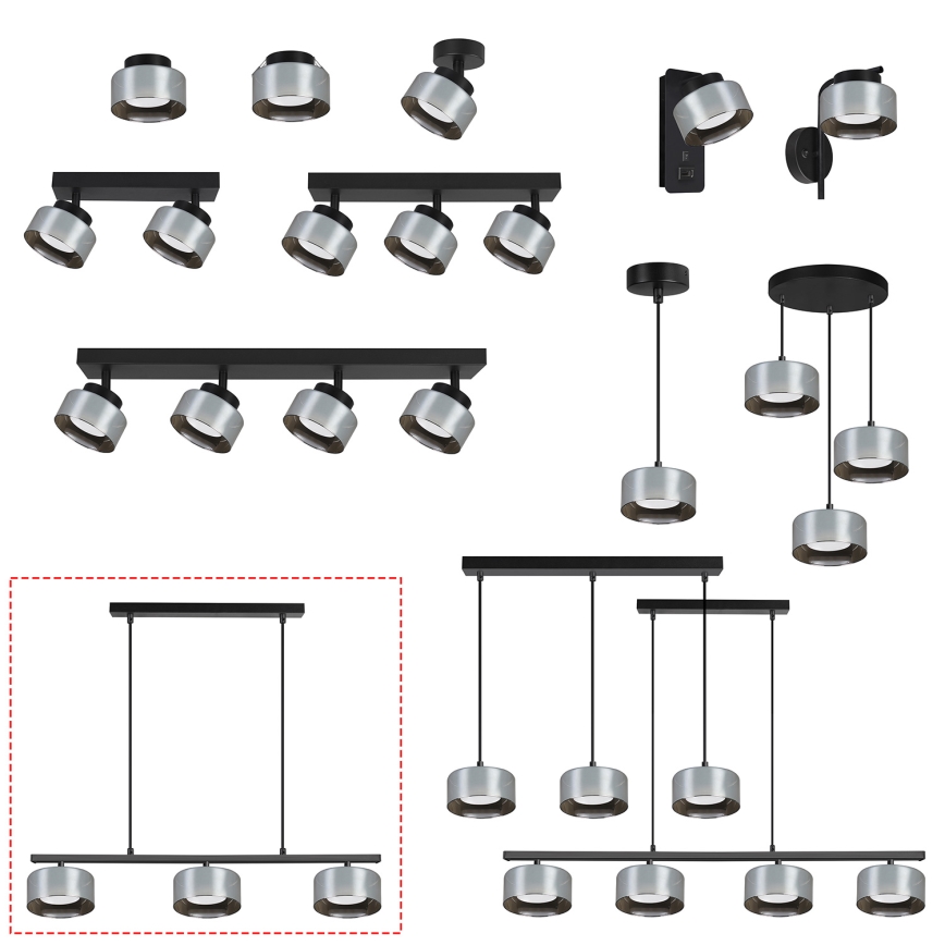 Brilagi - LED Suspension sur câble AURA LUX 3xGX53/30W/230V noir/fumé